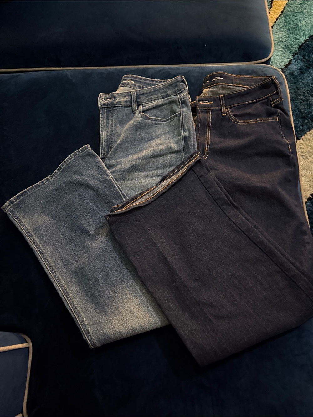 Old Navy Women's Flare & Wide Leg Jeans - Light Blue and Dark Blue